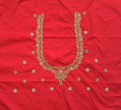 NR990MR - Mirch Red Colour Computer Maggam Work Blouse