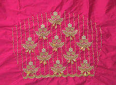 NR990TP- Tomato Pink Colour Computer Maggam Work Blouse