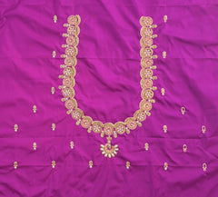 NR849MP- Magenta Pink Colour Computer Maggam Work Blouse