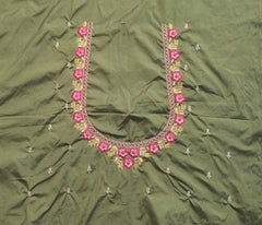NR485MG -Mahendi  Green Colour Computer Multi Work Blouse