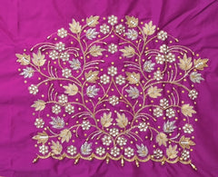 NR1299MP  Magenta Pink  Colour Computer Maggam Work Blouse