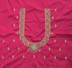 NR885TP - Tomato Pink Colour Computer Maggam Work Blouse