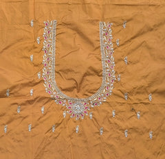 NR885MY - Mustard Yellow ( Gandham) Colour Computer Maggam Work Blouse