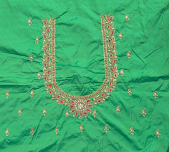 NR885PG - Parrot Green Colour Computer Maggam Work Blouse