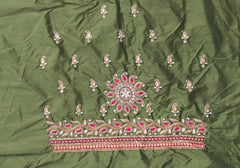 NR885MG - Mahendi Green Colour Computer Maggam Work Blouse