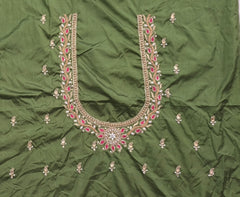 NR885MG - Mahendi Green Colour Computer Maggam Work Blouse
