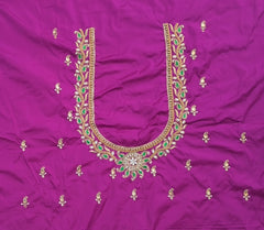 NR885MP - Magenta Pink Colour Computer Maggam Work Blouse