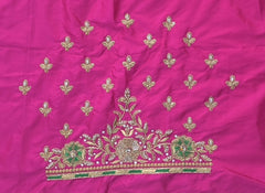 NR890P - Pink Green Colour Computer Maggam Work Blouse