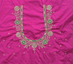 NR890P- Pink Colour Computer Maggam Work Blouse