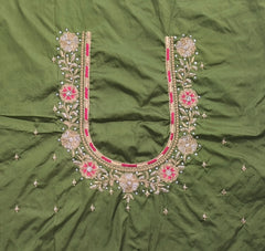 NR890MG - Mahendi Green Colour Computer Maggam Work Blouse