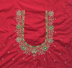 NR890R - Red Colour Computer Maggam Work Blouse