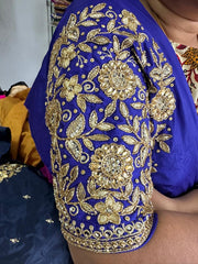 NR1249IB- Ink Blue Colour Computer Maggam Work Blouse