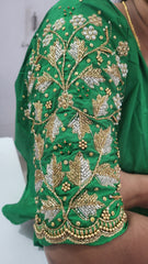 NR1298G - Green Colour Computer Maggam Work Blouse