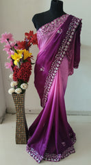 SR1001PR  Purple Colour Chinnon Saree