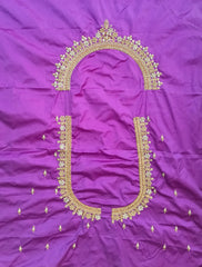 NR1050PR- Purple Colour Computer Maggam Work Blouse ( Boat Neck Design Back Open)