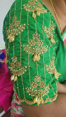 NR990G - Green Colour Computer Maggam Work Blouse