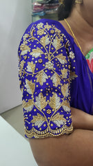 NR1298IB - Ink Blue Colour Computer Maggam Work Blouse
