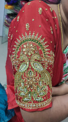 NR995R -Red Colour Computer Maggam Work Blouse