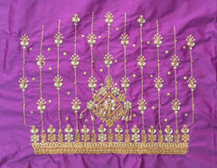 NR1050PR- Purple Colour Computer Maggam Work Blouse ( Boat Neck Design Back Open)