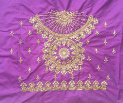 NR1129PR -Purple Colour Computer Maggam Work Blouse ( POT Neck)