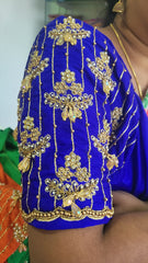 NR990IB - Ink Blue Colour Computer Maggam Work Blouse
