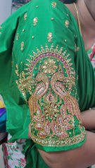 NR995G -Green Colour Computer Maggam Work Blouse