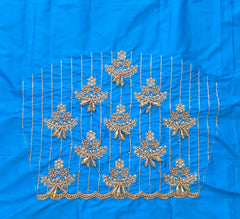 NR990SB- Sky Blue Colour Computer Maggam Work Blouse