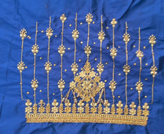 NR1050B- Blue Colour Computer Maggam Work Blouse ( Boat Neck Design Back Open)