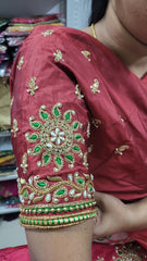 NR885M - Maroon  Colour Computer Maggam Work Blouse