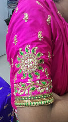 NR885P - Pink Colour Computer Maggam Work Blouse