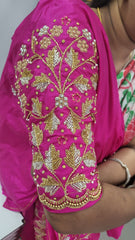 NR1298P - Pink Colour Computer Maggam Work Blouse