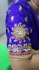 NR885IB - Ink Blue Colour Computer Maggam Work Blouse