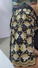 NR1298BL - Black Colour Computer Maggam Work Blouse